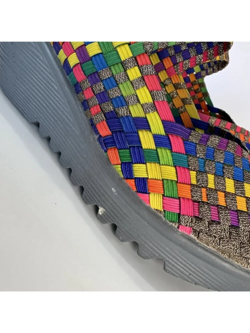 Bernie Mev Shoes Multicolor Woven Mary Jane Platform Wedge Size 39 8 8.5